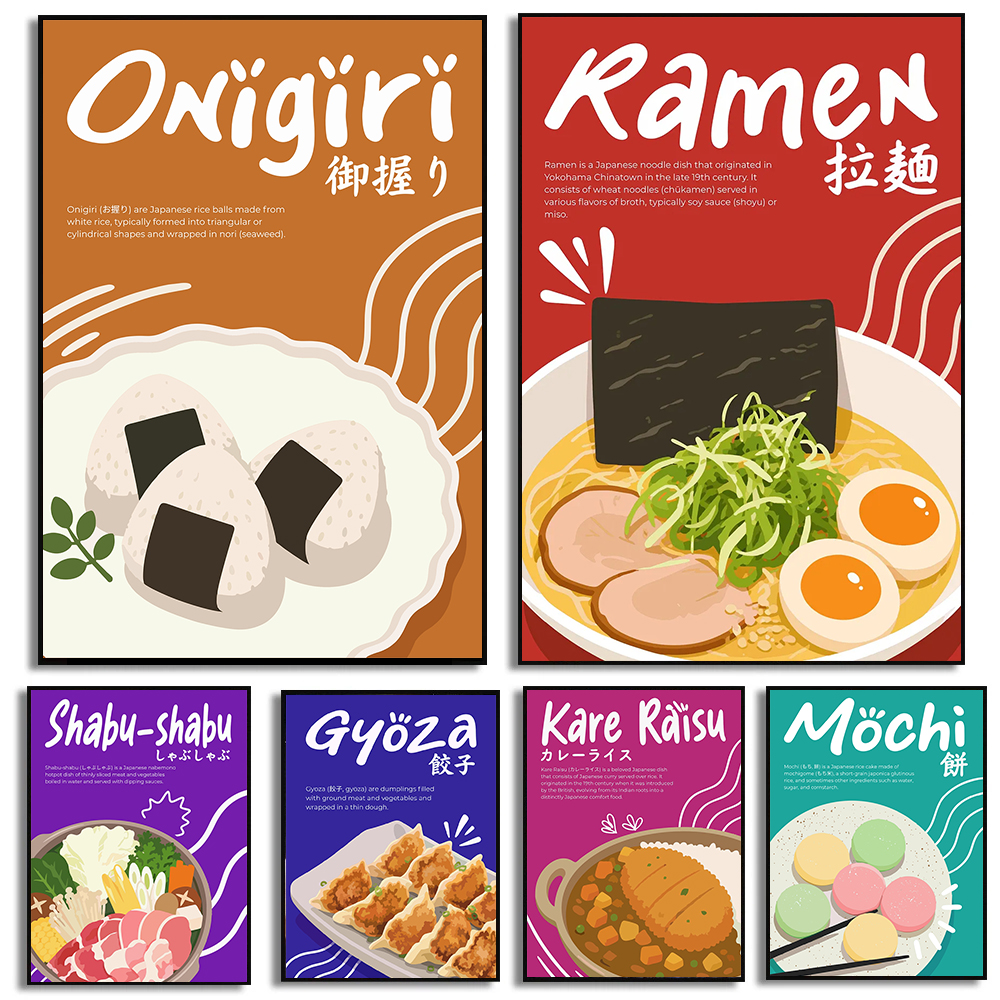 Japanese Minimalism Lifestyle - Modern Minimalism Japanese Cuisine Poster Colorful